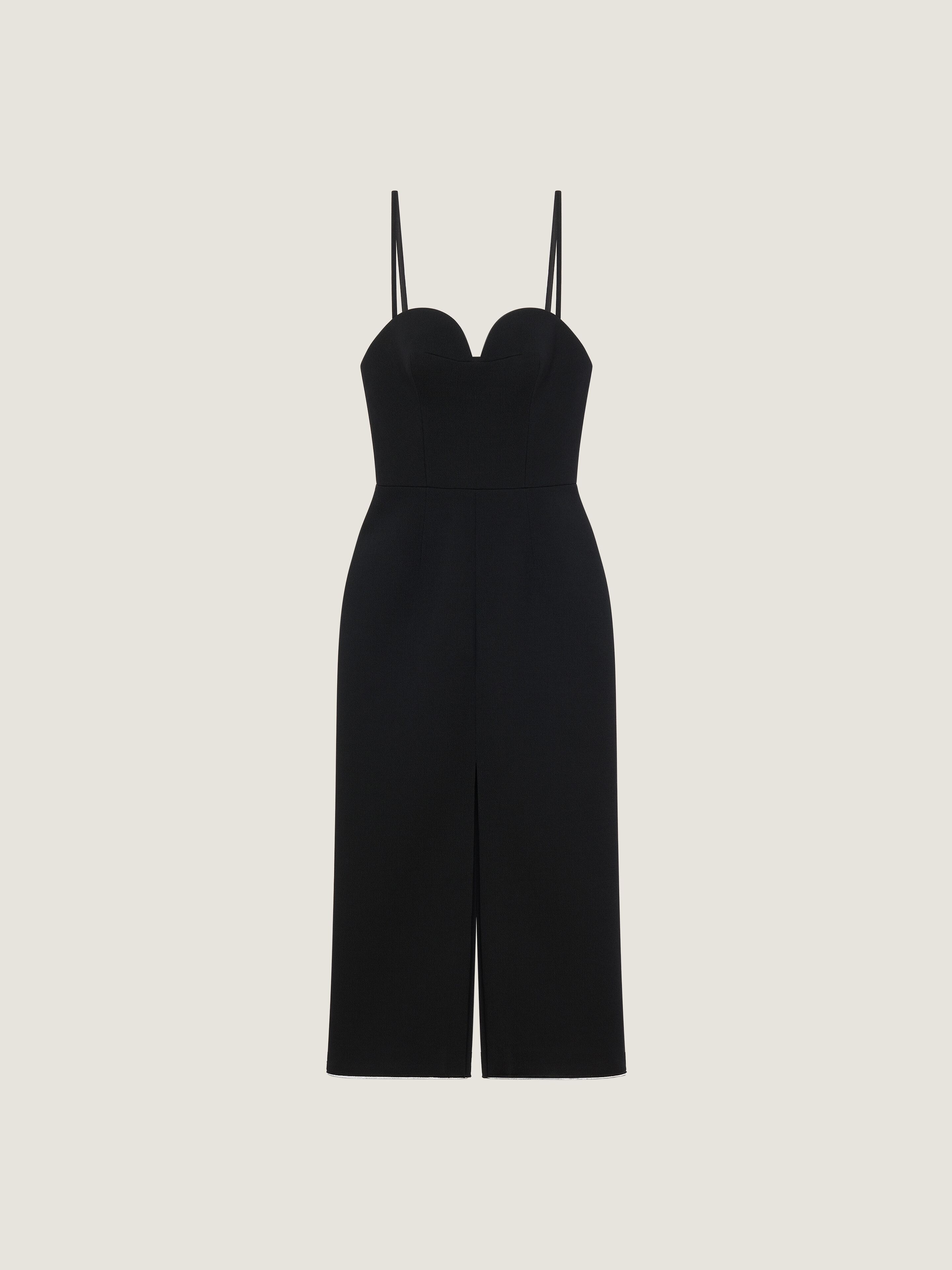 Sweetheart neckline dress in wool